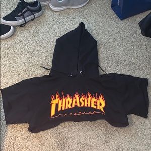Cropped Thrasher Hoodie (Short Sleeve)